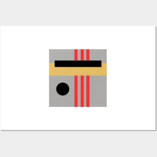 Geometric Abstract Minimal in Gold Black and Red Posters and Art